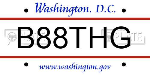 B88THG District Of Columbia License Plate
