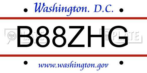 B88ZHG District Of Columbia License Plate