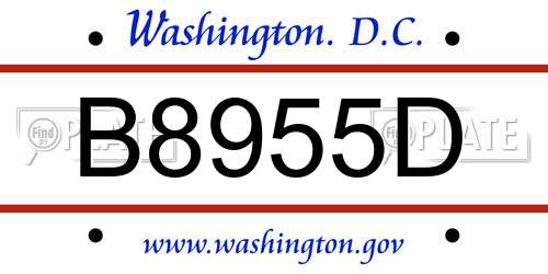 B8955D District Of Columbia License Plate