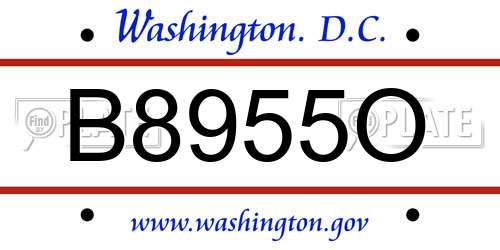 B8955O District Of Columbia License Plate