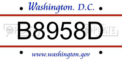 B8958D District Of Columbia License Plate