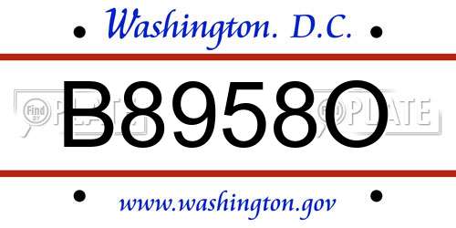 B8958O District Of Columbia License Plate