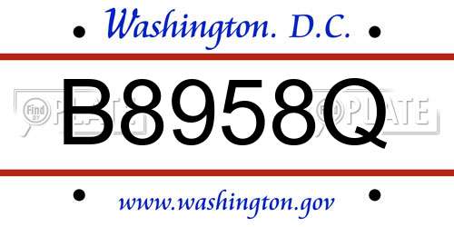 B8958Q District Of Columbia License Plate