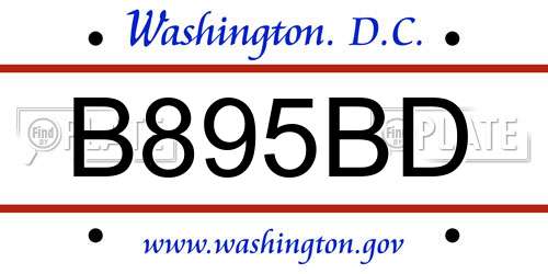 B895BD District Of Columbia License Plate