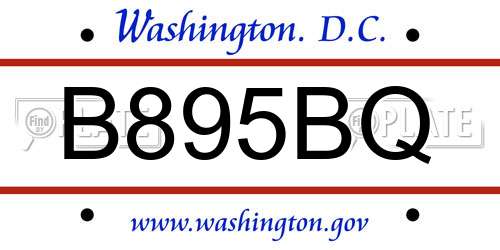 B895BQ District Of Columbia License Plate