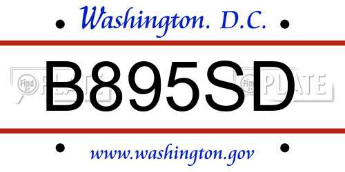 B895SD District Of Columbia License Plate