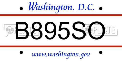B895SO District Of Columbia License Plate