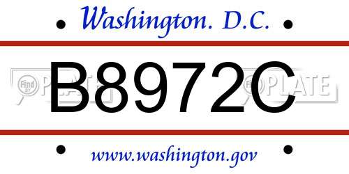 B8972C District Of Columbia License Plate