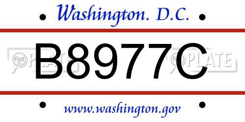 B8977C District Of Columbia License Plate