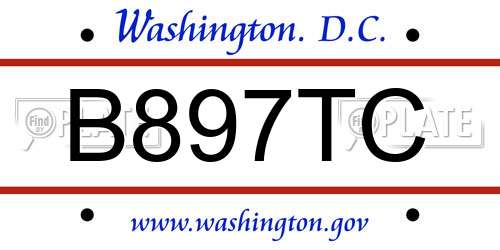 B897TC District Of Columbia License Plate