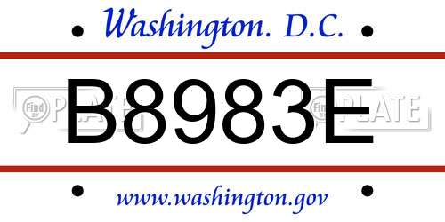 B8983E District Of Columbia License Plate