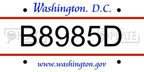 B8985D District Of Columbia License Plate