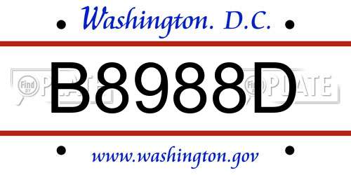 B8988D District Of Columbia License Plate