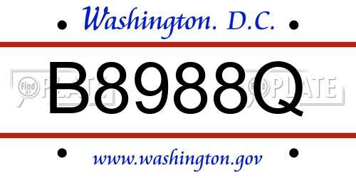 B8988Q District Of Columbia License Plate