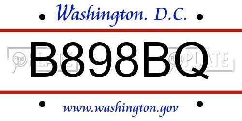 B898BQ District Of Columbia License Plate