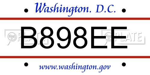 B898EE District Of Columbia License Plate