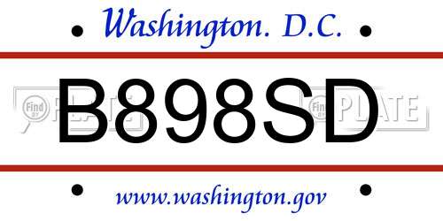 B898SD District Of Columbia License Plate