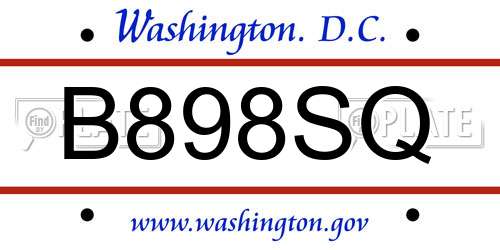 B898SQ District Of Columbia License Plate