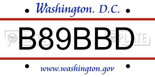 B89BBD District Of Columbia License Plate