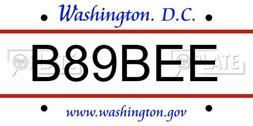 B89BEE District Of Columbia License Plate