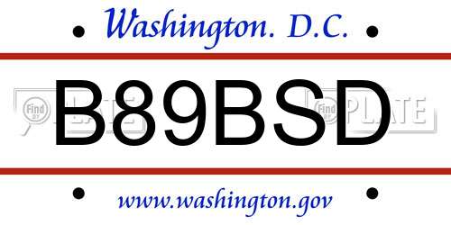 B89BSD District Of Columbia License Plate