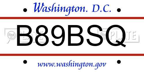 B89BSQ District Of Columbia License Plate