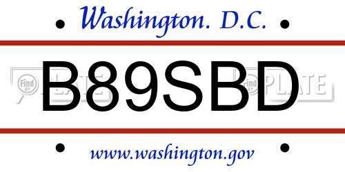 B89SBD District Of Columbia License Plate