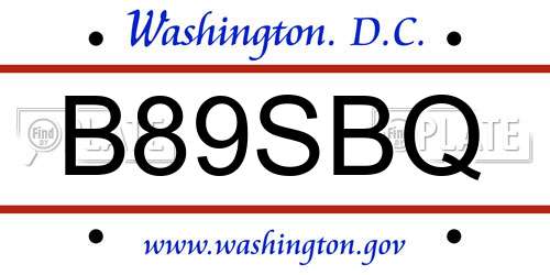 B89SBQ District Of Columbia License Plate
