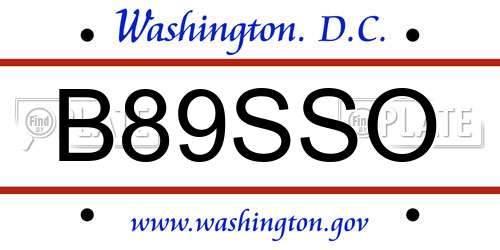 B89SSO District Of Columbia License Plate
