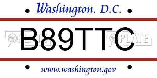 B89TTC District Of Columbia License Plate