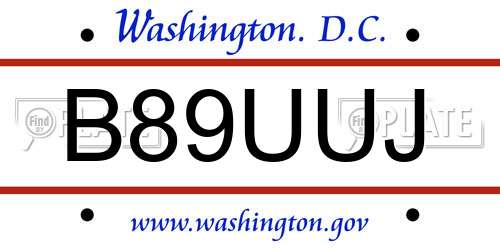 B89UUJ District Of Columbia License Plate