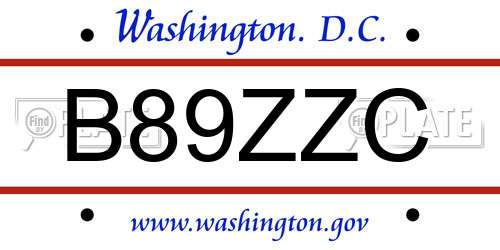 B89ZZC District Of Columbia License Plate