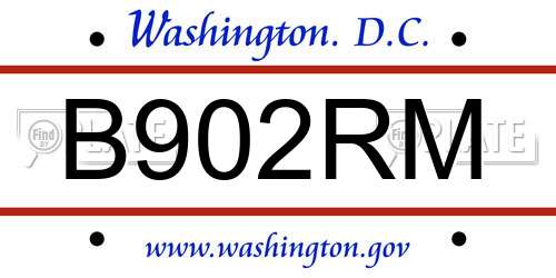 B902RM District Of Columbia License Plate