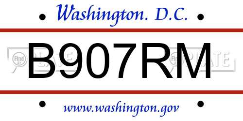 B907RM District Of Columbia License Plate