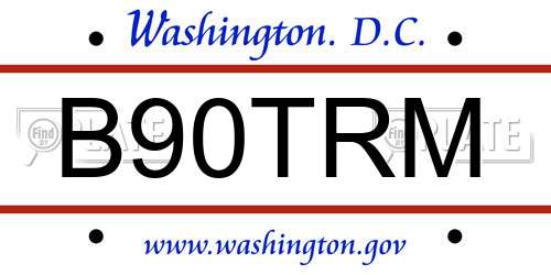 B90TRM District Of Columbia License Plate