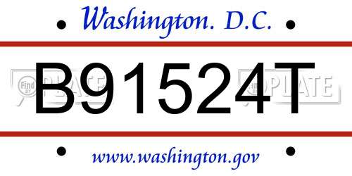 B91524T District Of Columbia License Plate