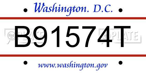 B91574T District Of Columbia License Plate