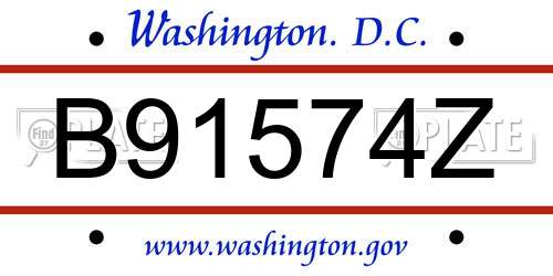 B91574Z District Of Columbia License Plate