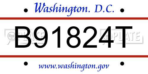 B91824T District Of Columbia License Plate