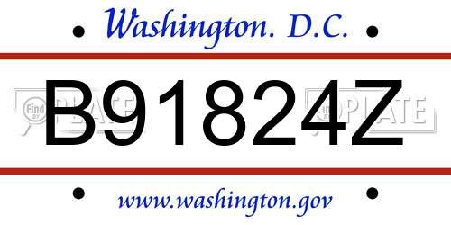 B91824Z District Of Columbia License Plate
