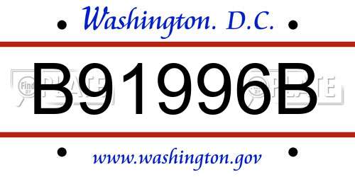 B91996B District Of Columbia License Plate