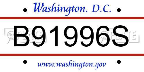 B91996S District Of Columbia License Plate
