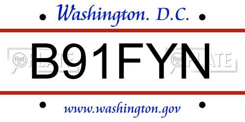 B91FYN District Of Columbia License Plate