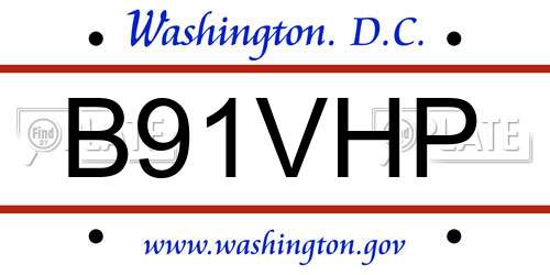 B91VHP District Of Columbia License Plate