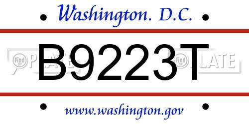 B9223T District Of Columbia License Plate