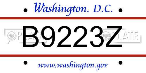 B9223Z District Of Columbia License Plate
