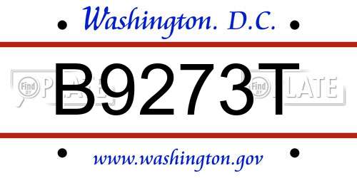 B9273T District Of Columbia License Plate