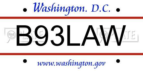 B93LAW District Of Columbia License Plate
