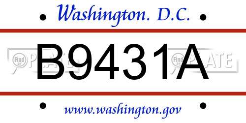 B9431A District Of Columbia License Plate