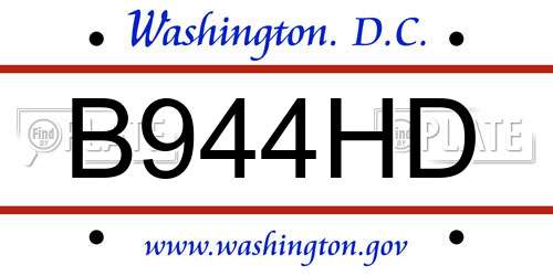 B944HD District Of Columbia License Plate